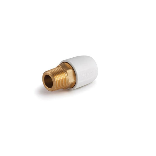 Hep2O Push-Fit Brass Male Adaptor White 1/2" x 15mm - HX29/15W