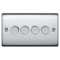 BG Brushed Steel 400W 4 Gang 2 Way Push Dimmer - NBS84P