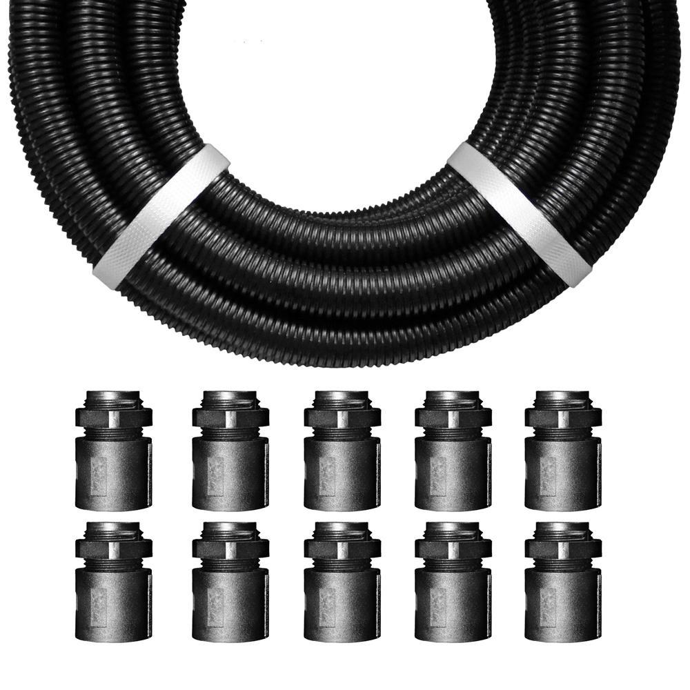 Flex-it 25mm Black Polypropylene Contractor Pack (10m, 10 Fittings, 10 Locknuts)