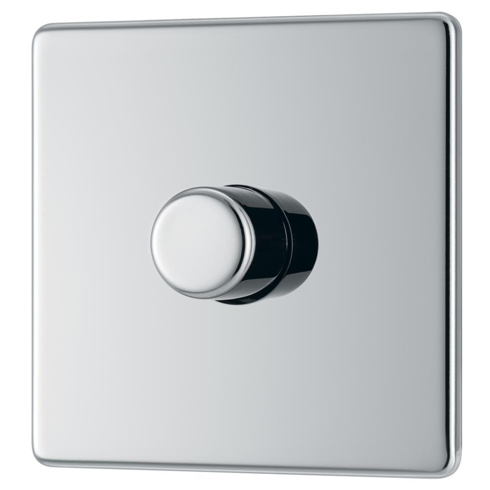 BG FPC81P 400W 1 Gang 2 Way Dimmer - Screwless Flatplate - Polished Chrome